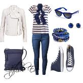 Blue and White outfit
