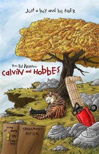 Which comic strip follows the adventures of a young boy and his tiger friend named Hobbes?
