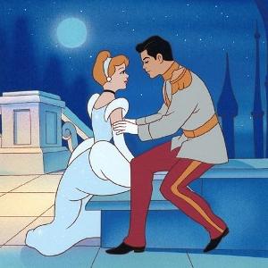 Around how many sentences do we HEAR prince charming say before Cinderella runs off?