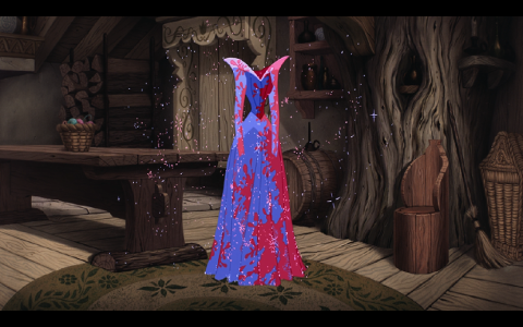 What was the original fabric color of Aurora's dress?