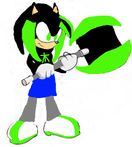 Your parents looked at you sadly because of how you left them last time. "Let them go." "Or what?" Metal asked looking at you. Your necklace was gone, and you didn't have your powers. You heard a weird slashing sound and saw a green and black female hedgehog.