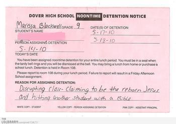 If you were to receive a detention for anything, what would it be for?:...