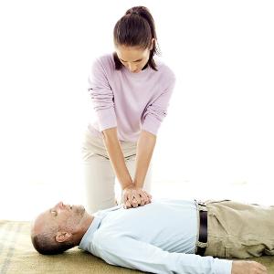 How many chest compressions should you give at a time?