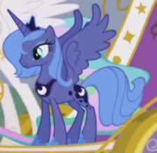 In S4 episode 1 & 2, Luna looked like her normal self with the wavy hair, but when the Mane 6 defeated her in the first and second episode EVER in MLP:FiM, she looked like her younger self.. Why is that?