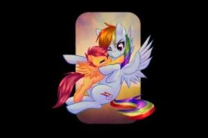 Rainbow Dash, Scootaloo, and the guest