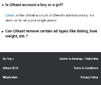 Lmao "is Qfeast account a boy or girl?" is in their FAQ
