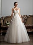Ball-Gown Sweetheart Floor-Length Tulle Charmeuse Wedding Dress With Ruffle Sash Beading Appliques Flower(s) Ball-Gown Sweetheart Floor-Length Tulle Charmeuse Wedding Dress With Ruffle Sash Beading Appliques Flower(s)