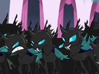 Queen Chrysalis and her changelings Queen Chrysalis and her changelings