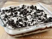 OREO DESSERT (p.s my absolute favorite) oreo dessert is like a pie with ore cookie crust, hot fudge, vanilla ice cream, whip crm OREO DESSERT (p.s my absolute favorite) oreo dessert is like a pie with ore cookie crust, hot fudge, vanilla ice cream, whip crm