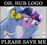 Twilight wants hub logo to save her Twilight wants hub logo to save her