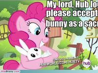 Pinkie sacrifices angel to hub logo Pinkie sacrifices angel to hub logo