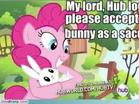 Pinkie sacrifices angel to hub logo Pinkie sacrifices angel to hub logo
