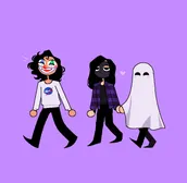 a clown boy, his masked father, and his ghost mother