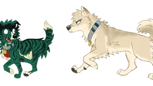 Deku and Bakugo as dogs
