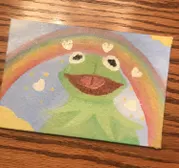 an oil painting of a wholesome kermit