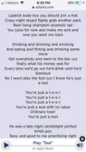 Tag yourself as a line. I’m “And eating and flirting and drinking some more”.