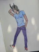 Seven, ignore how bad the pants are colored I was torn between black and purple