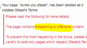 threatenING OR OFFENSIVE CONTENT, AHAHAHAHA