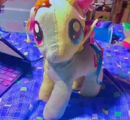 one of my (unfinished) flutter-dash-rainbow-shy pony plushies :)