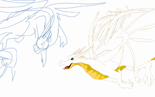 working on a drawing on ms paint, what colour should the dragon on the right be? (left is blue) working on a drawing on ms paint, what colour should the dragon on the right be? (left is blue)