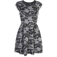 Grey Floral Jacquard Skater Dress - Polyvore Grey Floral Jacquard Skater Dress - Polyvore