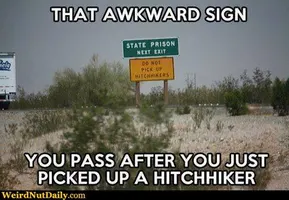 Funny Pictures @ WeirdNutDaily - Ugh Oh! Hitchiker! Funny Pictures @ WeirdNutDaily - Ugh Oh! Hitchiker!