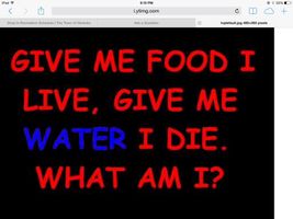 Hey so I found this really hard riddle and I want you to take a guess This is the riddle: Give me food I live but give me water I die What could it be? Hey so I found this really hard riddle and I want you to take a guess This is the riddle: Give me food I live but give me water I die What could it be?