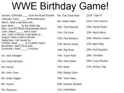 Birthday Game Birthday Game