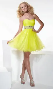 yellow short dress