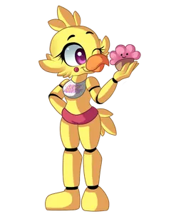 What does both Chica's hold in their robotic hands? (picture gives you a hint)