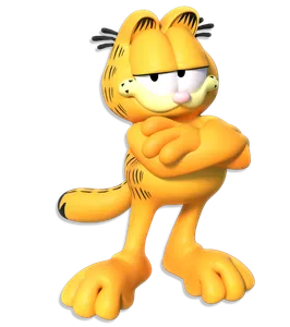 Which famous comic strip features a lazy orange cat named Garfield?