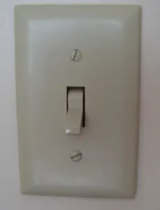 A man is terrified of the dark. Every night, he switches off the light and then sprints to his bed, 10 feet away. However, the other day he switched off the light and walked slowly to bed before the room went dark. He used only his finger to switch off the light. How did he manage it?