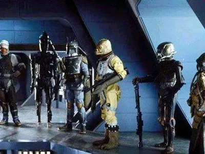 Episode 5: Check the names of the bounty hunters on Vader's ship.
