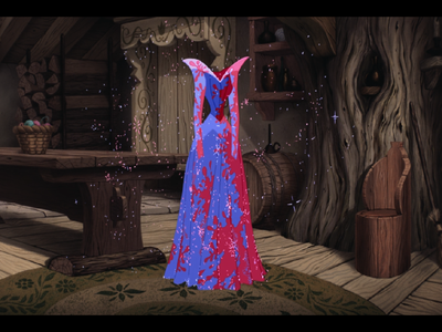 What was the original fabric color of Aurora's dress?