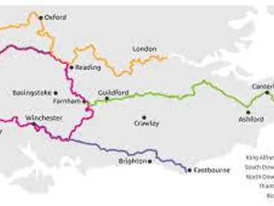 What is unique about the King Alfred’s Way trail in the UK?