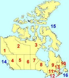 (Social Studies) What Canidian province is the one labeled "2"