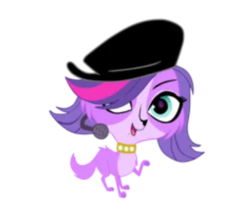 What is the name of the purple dog that sings?