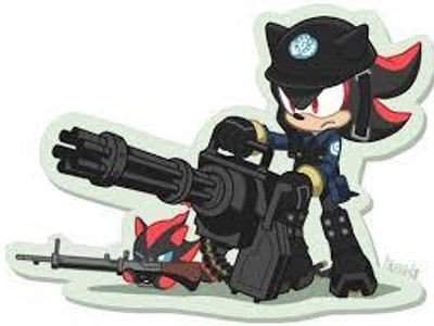 shadow: *laughing* sonic: ? hey shads! what you laughing at? shadow: i upgraded my knew gun!!!! and i wanna test it on you!!!! sonic: *screaming like a little girl running for his life* shadow: great thing Umber taught me to fake laugh.
