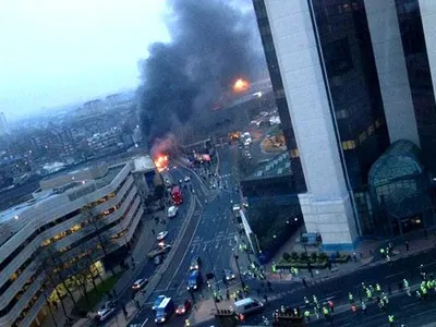 A helocopter crashed in london today what did it crash into?