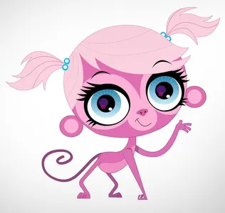 What is the name of the pink monkey that likes drawing?