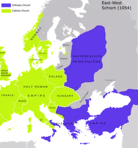 Which century witnessed the Great Schism between the Western and Eastern Christian churches?