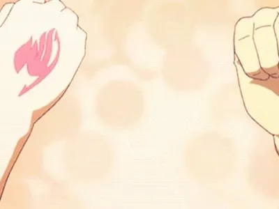 Whose hand is to the left?