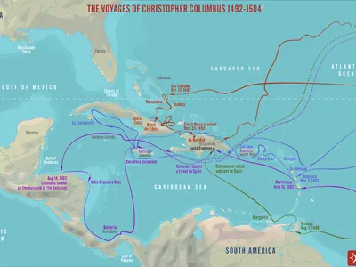 Which country sponsored Christopher Columbus' voyages?