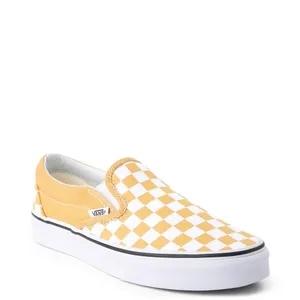 yellow checkered slip-on vans