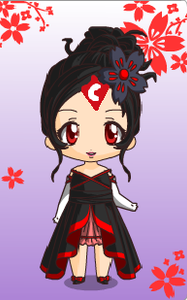Crimson's look for Rose's wedding