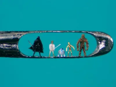 Star Wars statues in the eye of a needle!