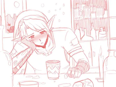 No, Link! What'd I tell you about alcohol?! That's bad for you! *skwhack*