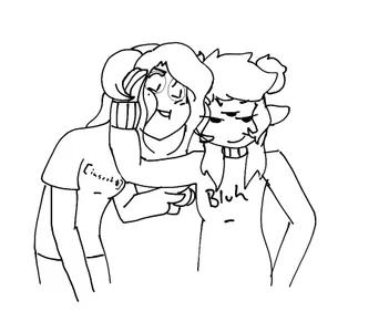 A friend drew my OC with hers (mine is on the left)