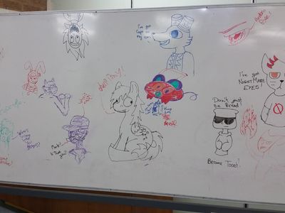 whiteboard fun!! with @Infiresman & @FullmetalSoulButler