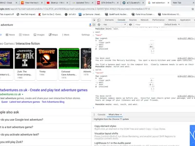 google 'text adventure', inspect element, and console